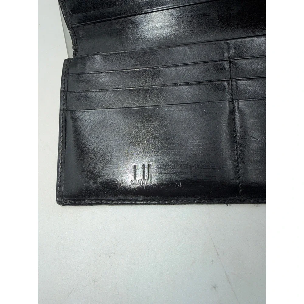 Dunhill Black Leather Long Bifold Wallet Made in Italy 0910 AB